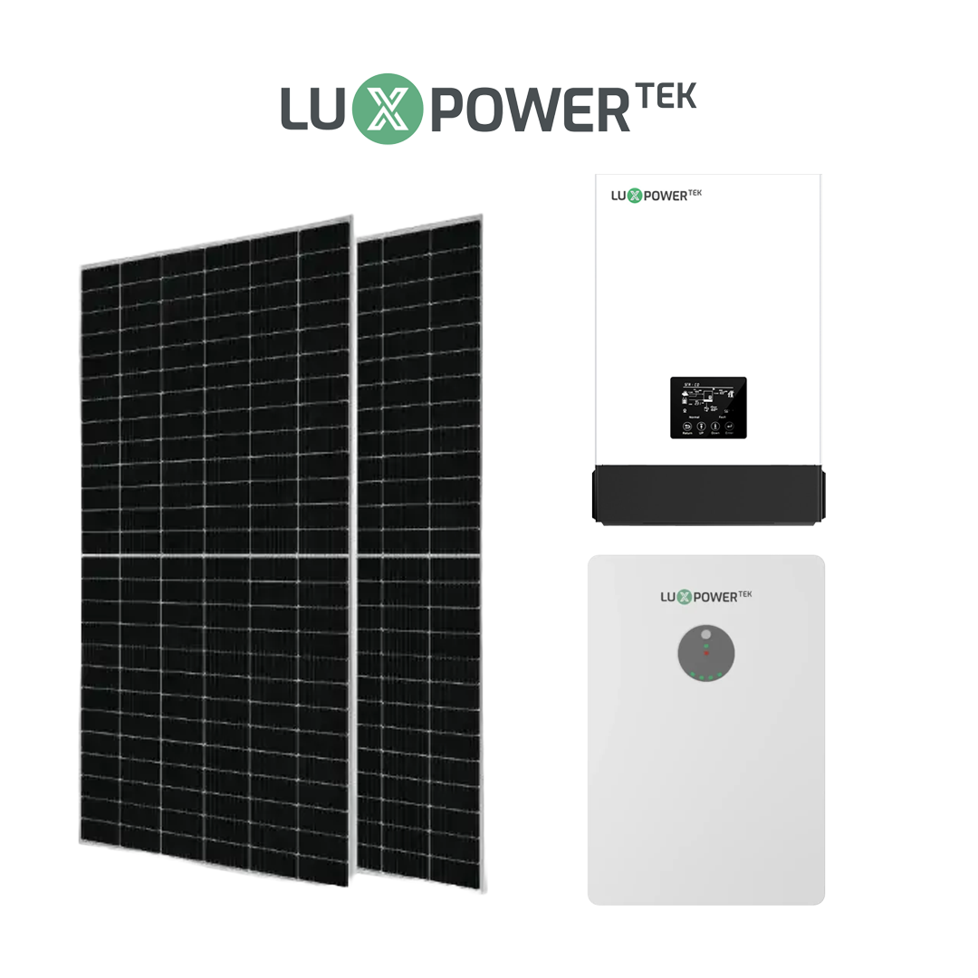 Kit de 4 Paneles 2,500W con Respaldo de Baterías de Litio 5.12kWh -LUXPOWER