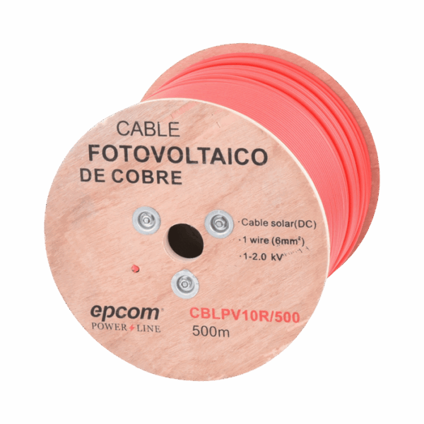 Carrete de 500 Metros / Cable Fotovoltaico Rojo / Material COBRE / 6mm² (10AWG) / 2000 Vcc